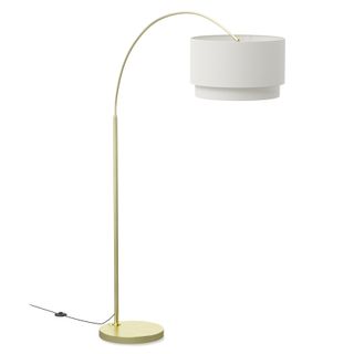 Zebu Large Linen Floor Lamp - Brass