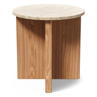 Sporo Travertine Side Table - Natural Oak