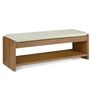 Cassie 56" Bench - Smoked Oak and Taupe Chenille