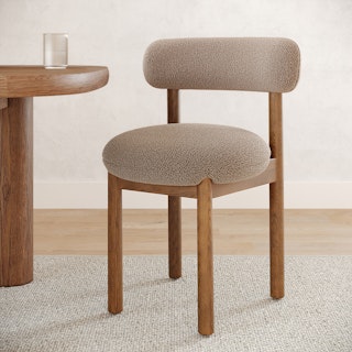 Munk Dining Chair - Smoked Oak and Sandstone Wool Bouclé