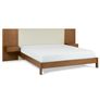 Cassie King Upholstered Bed with Nightstands - Smoked Oak and Taupe Chenille