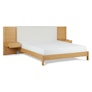 Cassie King Bed with Nightstands - Oak and Ivory Chenille