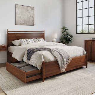 Lenia Queen Panel Storage Bed - Walnut
