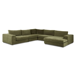 Beta 133.5" Right Modular Conversational Sectional - Cypress Green