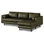 Sven 100" Tufted Leather Right Sectional - Charme Green