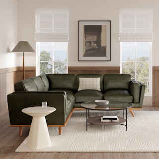 Timber 93" Leather Corner Sectional - Charme Green