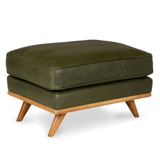 Timber 31" Leather Ottoman - Charme Green