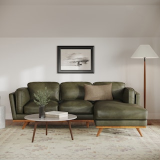 Timber 93" Leather Right Sectional - Charme Green
