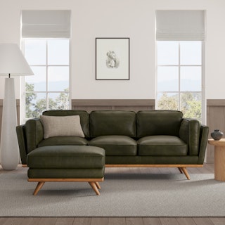 Timber 90" Leather Sofa - Charme Green