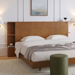 Kouva King Storage Headboard - Smoked Oak