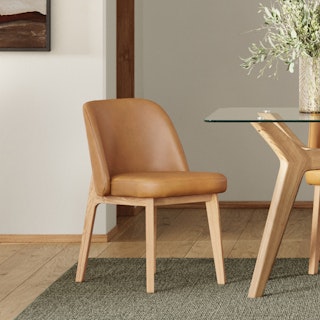 Alta Leather Dining Chair - Light Oak and Taos Tan