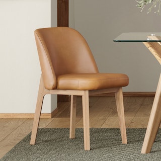 Alta Leather Dining Chair - Light Oak and Taos Tan