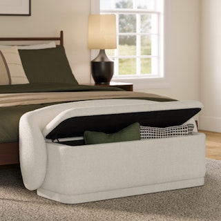 Kayra 57.5" Storage Bench - Ivory Bouclé