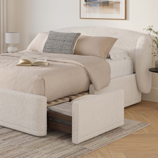 Kayra King Storage Bed - Ivory Bouclé