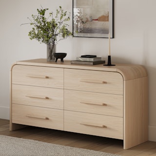 Faydra 64.5" 6-Drawer Dresser - Natural Ash