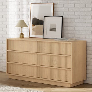 Kouva 61" 6-Drawer Dresser - Natural Oak