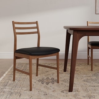 Wosla Leather Dining Chair - Smoked Oak and Black