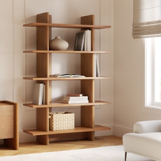 Torme 48" Open Bookcase - Smoked Oak