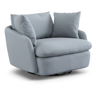 Leigh 47" Grand Swivel Lounge Chair - Silver Light Blue