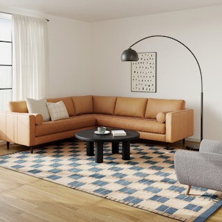 Sven 107" Tufted Leather Corner Sectional - Charme Tan