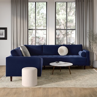 Sven 107" Tufted Velvet Corner Sectional - Plush Cascadia Blue