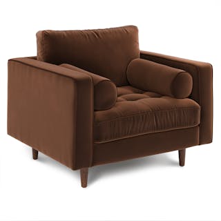 Sven 42" Tufted Velvet Lounge Chair - Plush Pacific Brown