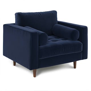 Sven 42" Tufted Velvet Lounge Chair - Plush Cascadia Blue