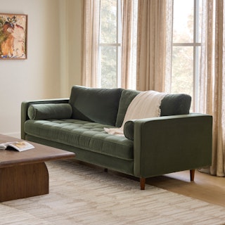Sven 88" Tufted Velvet Sofa - Plush Pacific Green