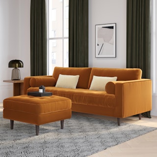 Sven 88" Tufted Velvet Sofa - Plush Pacific Ginger