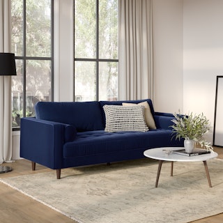 Sven 88" Tufted Velvet Sofa - Plush Cascadia Blue