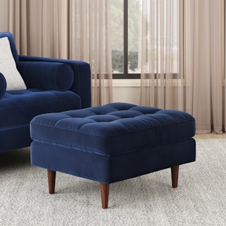 Sven 30" Velvet Ottoman - Plush Cascadia Blue