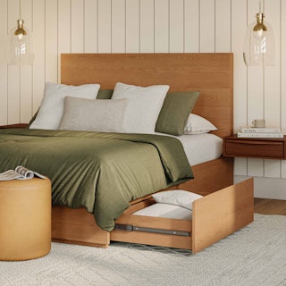 Leif Queen Storage Bed - Smoked Oak