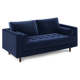 Sven 72" Tufted Velvet Loveseat - Plush Cascadia Blue