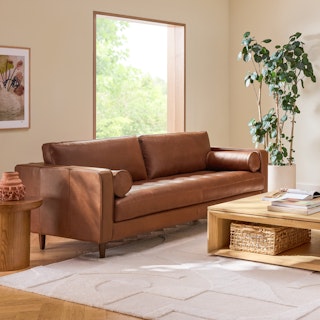 Sven 88" Tufted Leather Sofa - Taos Brown