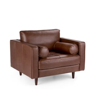 Sven 42" Tufted Leather Lounge Chair - Taos Brown