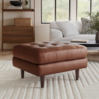 Sven 30" Leather Ottoman - Taos Brown