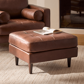 Sven 30" Leather Ottoman - Taos Brown