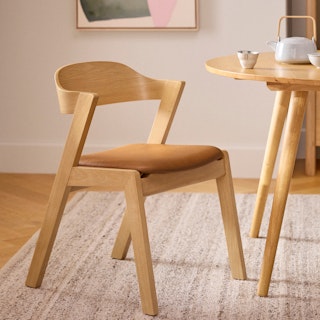 Meja Leather Dining Chair - Oak and Taos Tan