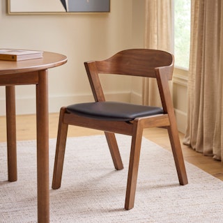 Meja Leather Dining Chair - Walnut and Oxford Black