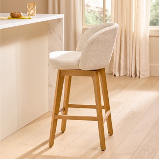 Alta Swivel Counter Stool - Oak and Camellia Ivory