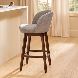 Alta Swivel Counter Stool - Walnut and Camellia Gray