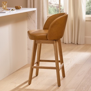 Alta Leather Swivel Counter Stool - Light Oak and Taos Tan