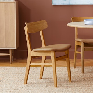 Ecole Leather Dining Chair - Oak and Toscana Tan