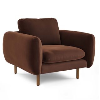 Sanders 37" Velvet Lounge Chair - Plush Pacific Brown