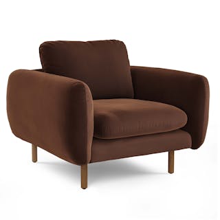 Sanders 37" Velvet Lounge Chair - Plush Pacific Brown