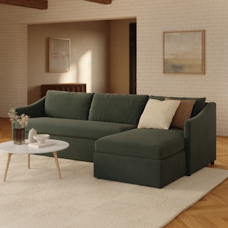 Landry 109" Velvet Right Sleeper Sectional - Hale Fir Green