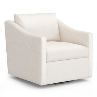 Landry 32.25" Swivel Lounge Chair - Ivory Wool Bouclé