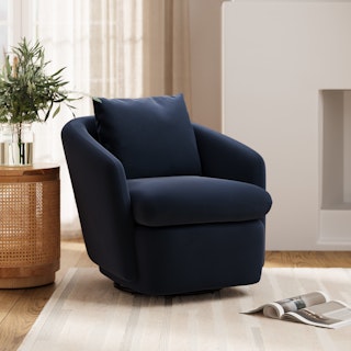 Leigh 33" Swivel Velvet Lounge Chair - Hale Ink