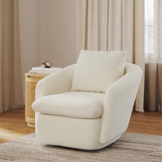 Leigh 33" Swivel Lounge Chair - Ivory Wool Bouclé