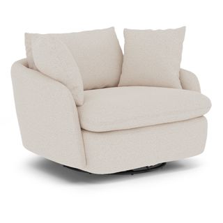 Leigh 47" Grand Swivel Lounge Chair - Ivory Wool Bouclé